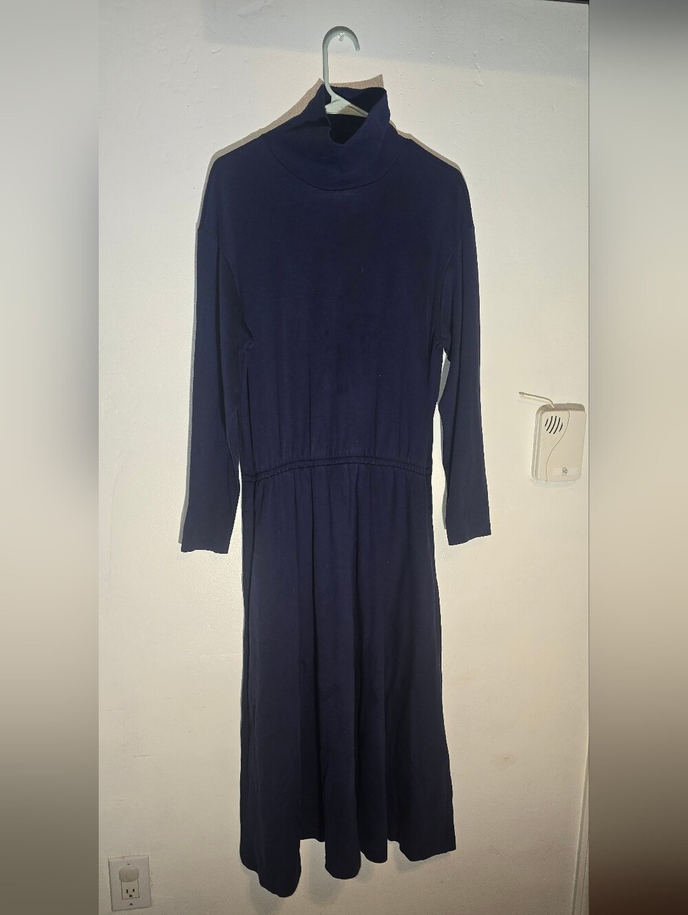 Lands' End Navy Long Sleeve Midi Dress